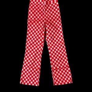 Checkered Pants ❤️ Red and Pink ❤️ MARASCHINO CLASH CHIC FLARE PANTS